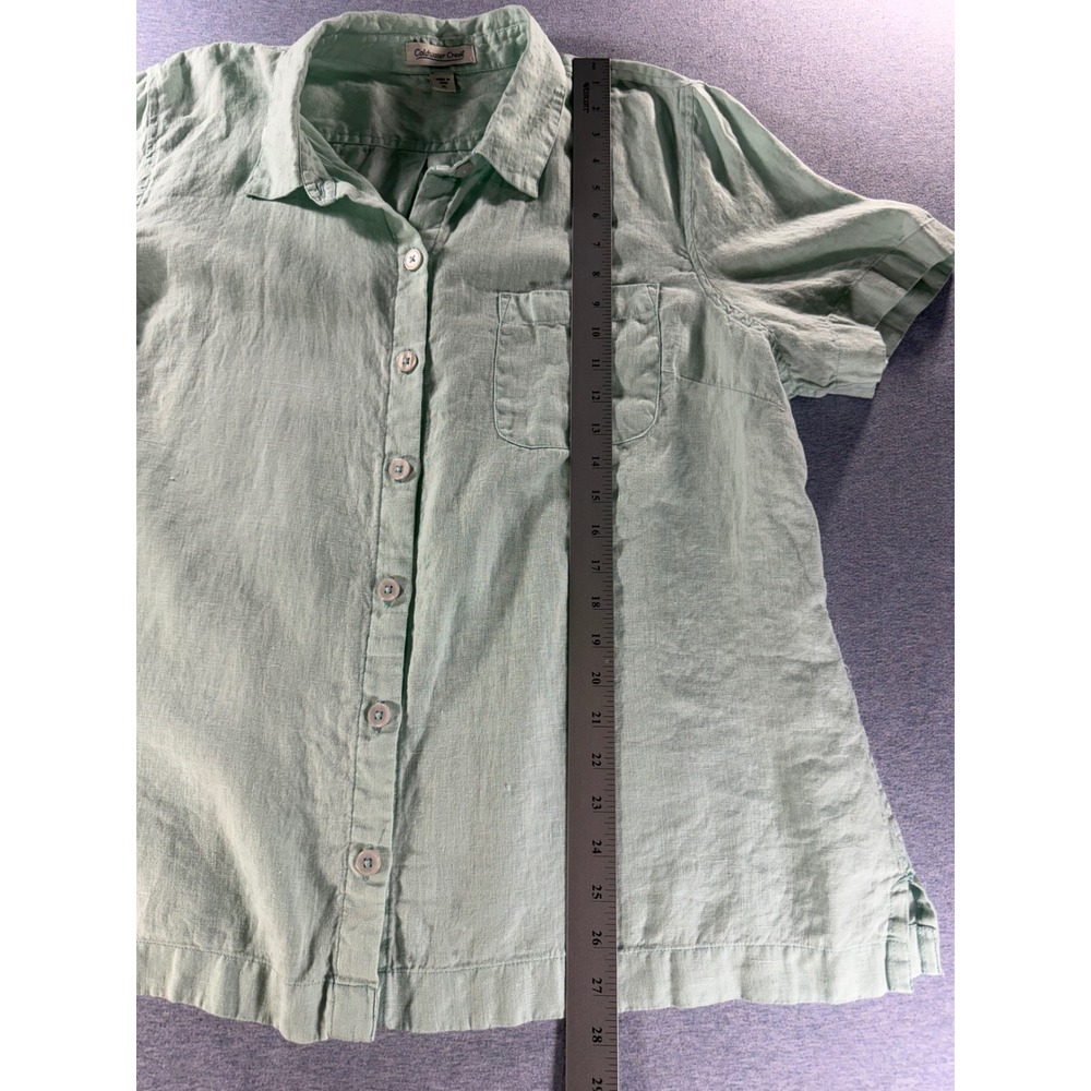Coldwater Creek Womens XL Mint Green 100% Linen Short Sleeve Button Up Shirt - Picture 6 of 7
